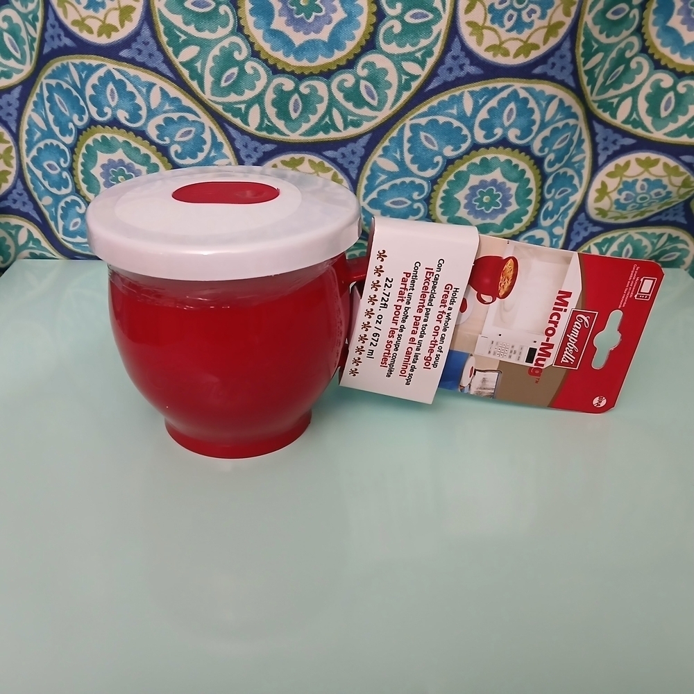 NWT Campbell's Soup Micro-Mug Red Microwave Safe Food Storage Container 22.7 oz.